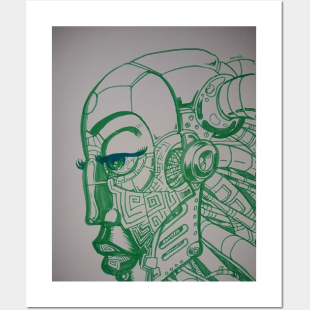 Robot Lady Sketch Wall Art by Samax